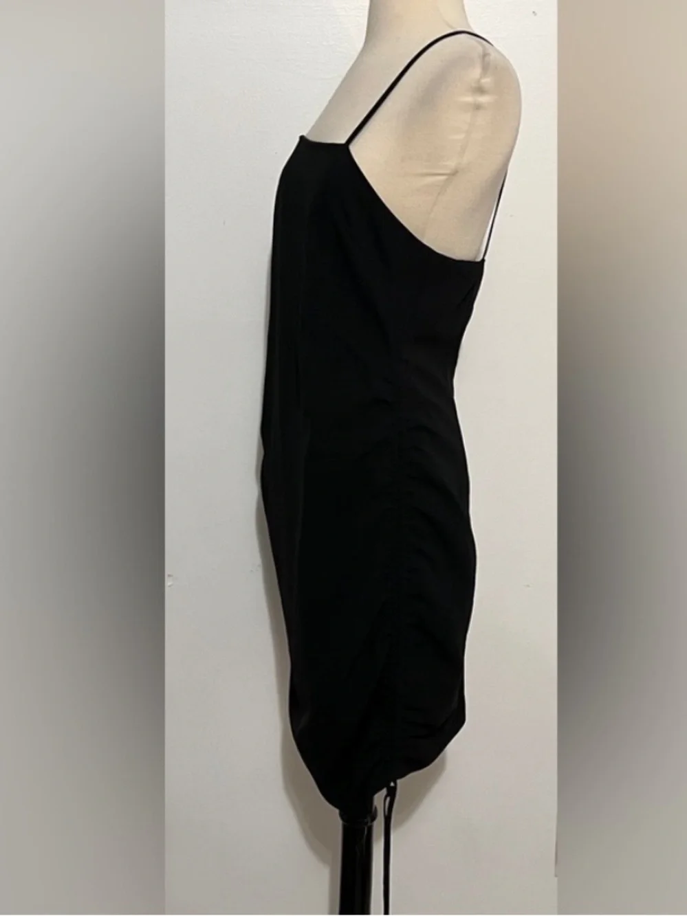 The East Order Gia Black Ruched Strappy Mini Dress Size L